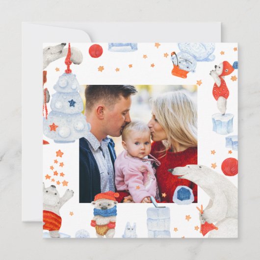 Waterverf met prettige kerst Kute Polar Beer Foto (Voorkant)