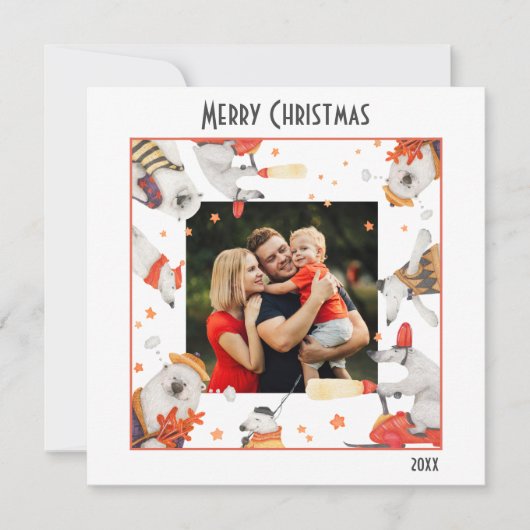 Waterverf met prettige kerst Kute Polar Beer Foto (Voorkant)