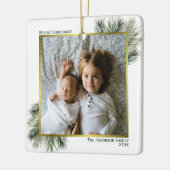 Waterverf met prettige kerstdagen Pine Gold Photo  Keramisch Ornament (Links)