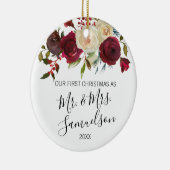 Waterverf met Red Holly voor eerste kerstmis Keramisch Ornament (Rechts)