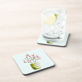 Waterverf met rode bessen Kerstmis Bier Onderzetter (Rechterzijde)