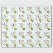 Waterverf met rode bessen Kerstmis Cadeaupapier (Vlak)