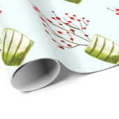 Waterverf met rode bessen Kerstmis Cadeaupapier (Rol Hoek)