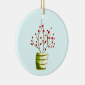 Waterverf met rode bessen Kerstmis Keramisch Ornament (Rechts)