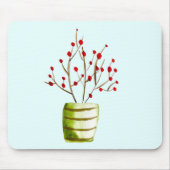 Waterverf met rode bessen Kerstmis Muismat (Voorkant)