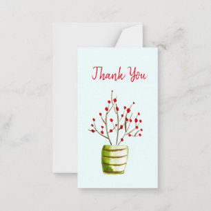 Waterverf met rode bessen Kerstmis Notitiekaartje