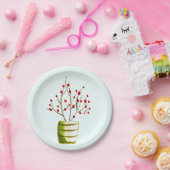 Waterverf met rode bessen Kerstmis Papieren Bordje (Feest)