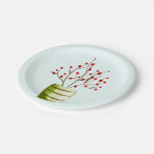 Waterverf met rode bessen Kerstmis Papieren Bordje (Gekanteld)