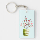 Waterverf met rode bessen Kerstmis Sleutelhanger (Voorkant)