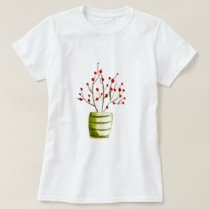 Waterverf met rode bessen Kerstmis T-shirt