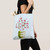 Waterverf met rode bessen Kerstmis Tote Bag (Dichtbij)