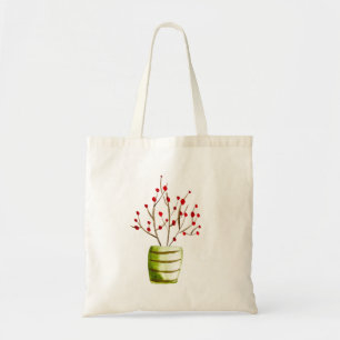 Waterverf met rode bessen Kerstmis Tote Bag