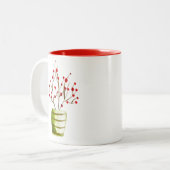Waterverf met rode bessen Kerstmis Tweekleurige Koffiemok (Voorkant links)