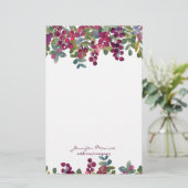 Waterverf met rode en Bourgogne, gepersonaliseerd Briefpapier (Staand voorkant)