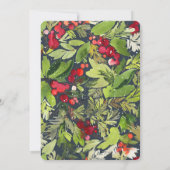 waterverf met rode groene winterbladeren met rode  save the date (Achterkant)