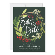 waterverf met rode groene winterbladeren met rode 