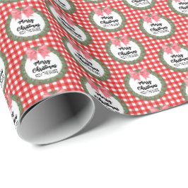 Waterverf met rode kerstbeklimming cadeaupapier