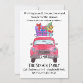 Waterverf met rode kerstcadeaus voor rode auto's kaart (Achterkant)