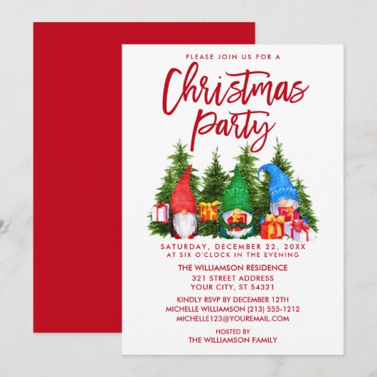 Waterverf met rode penseel voor kerstmis kaart (Voorkant / Achterkant)