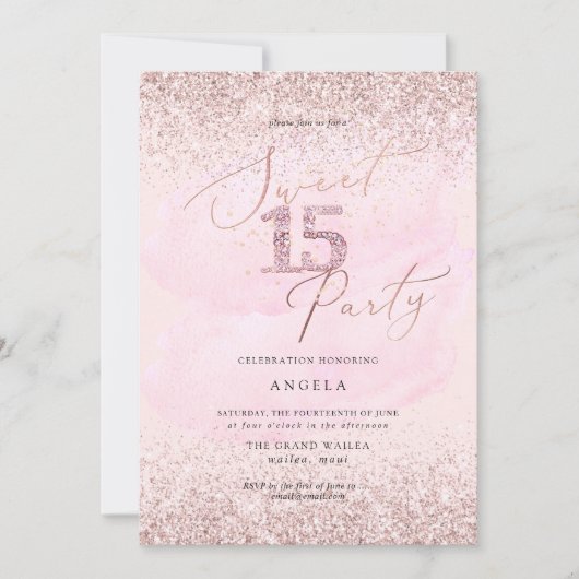 Waterverf met roze diamanten zweet 15 kaart (Voorkant)