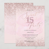 Waterverf met roze diamanten zweet 15 kaart (Voorkant / Achterkant)