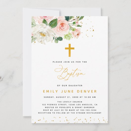 Waterverf met roze en goudsmeel kaart (Voorkant)