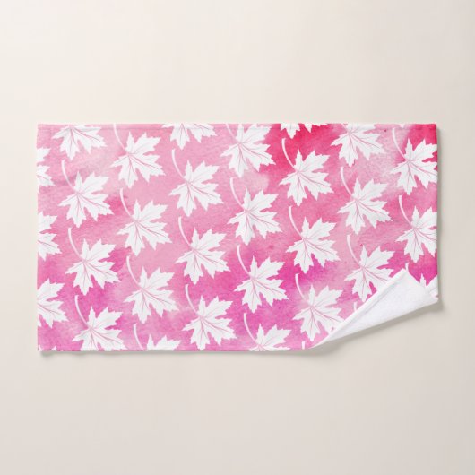 Waterverf met roze maple leaf bad handdoek (Handdoek)