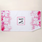 Waterverf met roze maple leaf strandlaken (Voorkant)