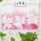 Waterverf met roze maple leaf theedoek (Gevouwen)