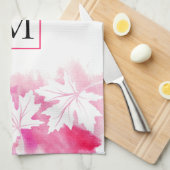 Waterverf met roze maple leaf theedoek (Quarter Fold)