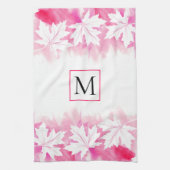 Waterverf met roze maple leaf theedoek (Verticaal)