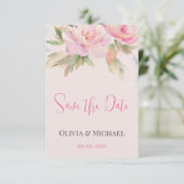 Waterverf met roze pony's die de datum opslaan save the date (Staand voorkant)