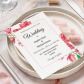 Waterverf met roze witte bruiloft Magnolia Floral Kaart