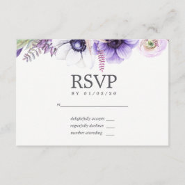 Waterverf met stosterdgewelddadige weduwen Floral RSVP Kaartje
