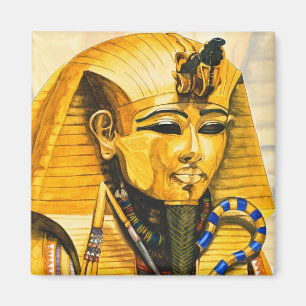 Waterverf met toutankhamon goudmaskers magneet