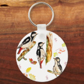 Waterverf met vogelspecht sleutelhanger (Voorkant)