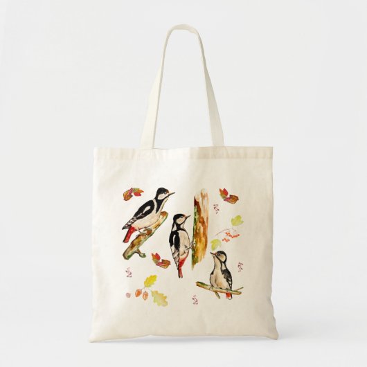 Waterverf met vogelspecht tote bag (Voorkant)