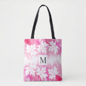 Waterverf met warme roze spoelbladeren en monogram tote bag (Voorkant)