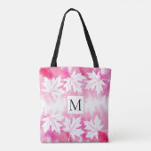 Waterverf met warme roze spoelbladeren en monogram tote bag (Achterkant)