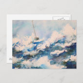 Waterverf met winkelwagentje Briefkaart Zeeen (Voorkant / Achterkant)