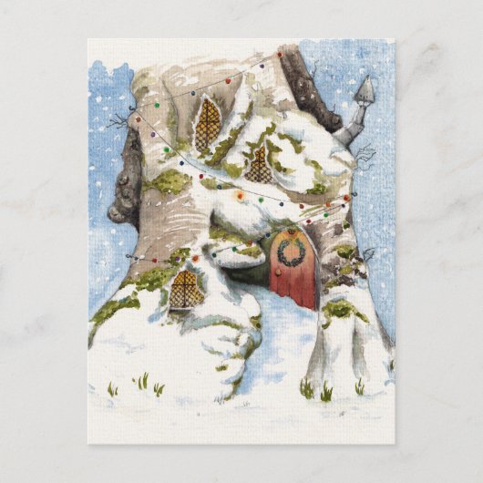 Waterverf met winterthema. feestdagenkaart (Voorkant)