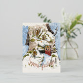 Waterverf met winterthema. folie feestdagen briefkaart (Staand Voorkant)