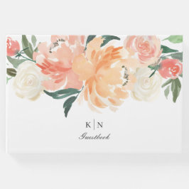 Waterverf met zachte peach gastenboek