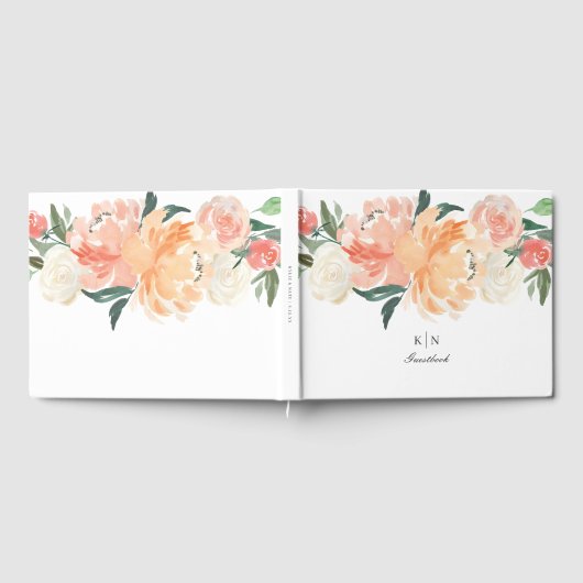 Waterverf met zachte peach gastenboek (Volledig)