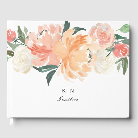 Waterverf met zachte peach gastenboek (Voorkant)