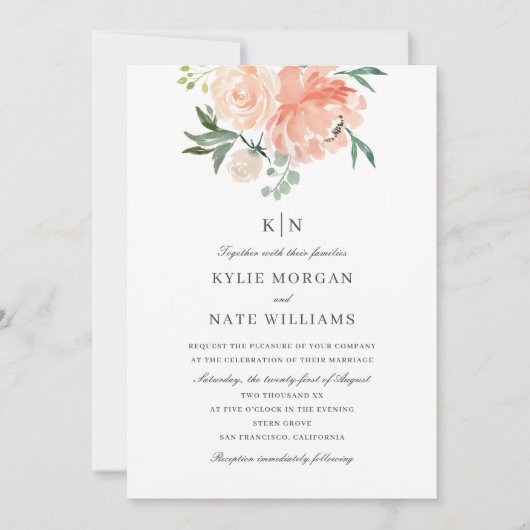 Waterverf met zachte peach kaart (Voorkant)