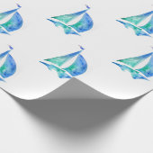 Waterverf met zeilboot  wrappingpapier cadeaupapier (Hoek)