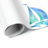 Waterverf met zeilboot wrappingpapier cadeaupapier (Rol Hoek)