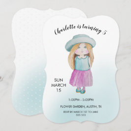 Waterverf met zoete doll met handbeschilderd feestdagenkaart