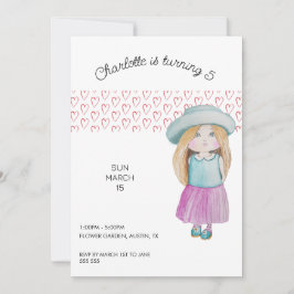 Waterverf met zoete doll met handbeschilderd feestdagenkaart